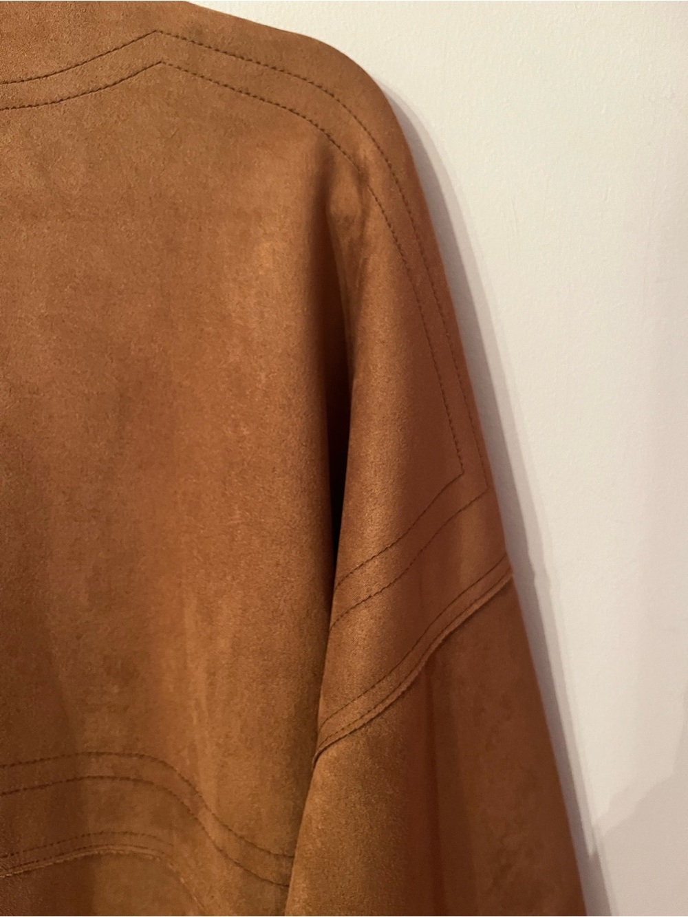 By Anthropologie Cognac Faux Suede Kimono Jacket - Size L - Picture 8 of 13